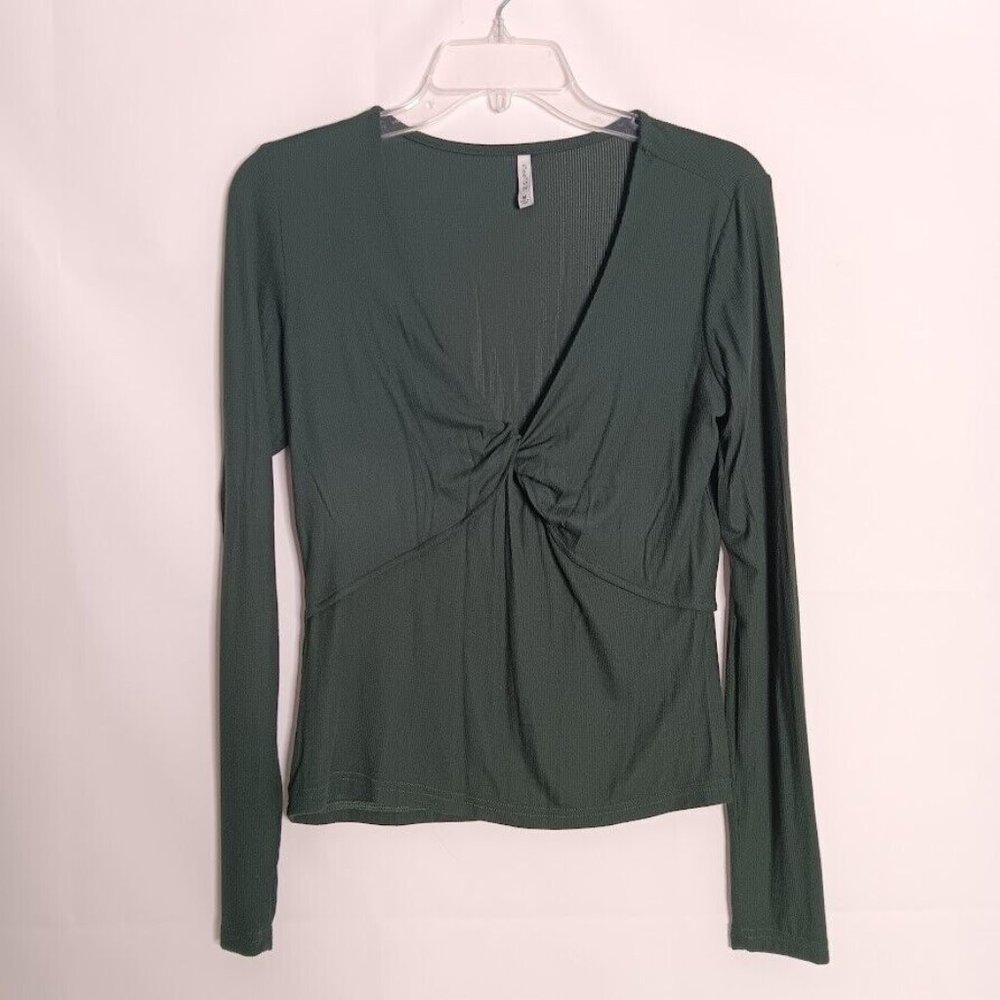 Z Supply Women's M Surplice Wrap Top Shirt Green Long Sleeve